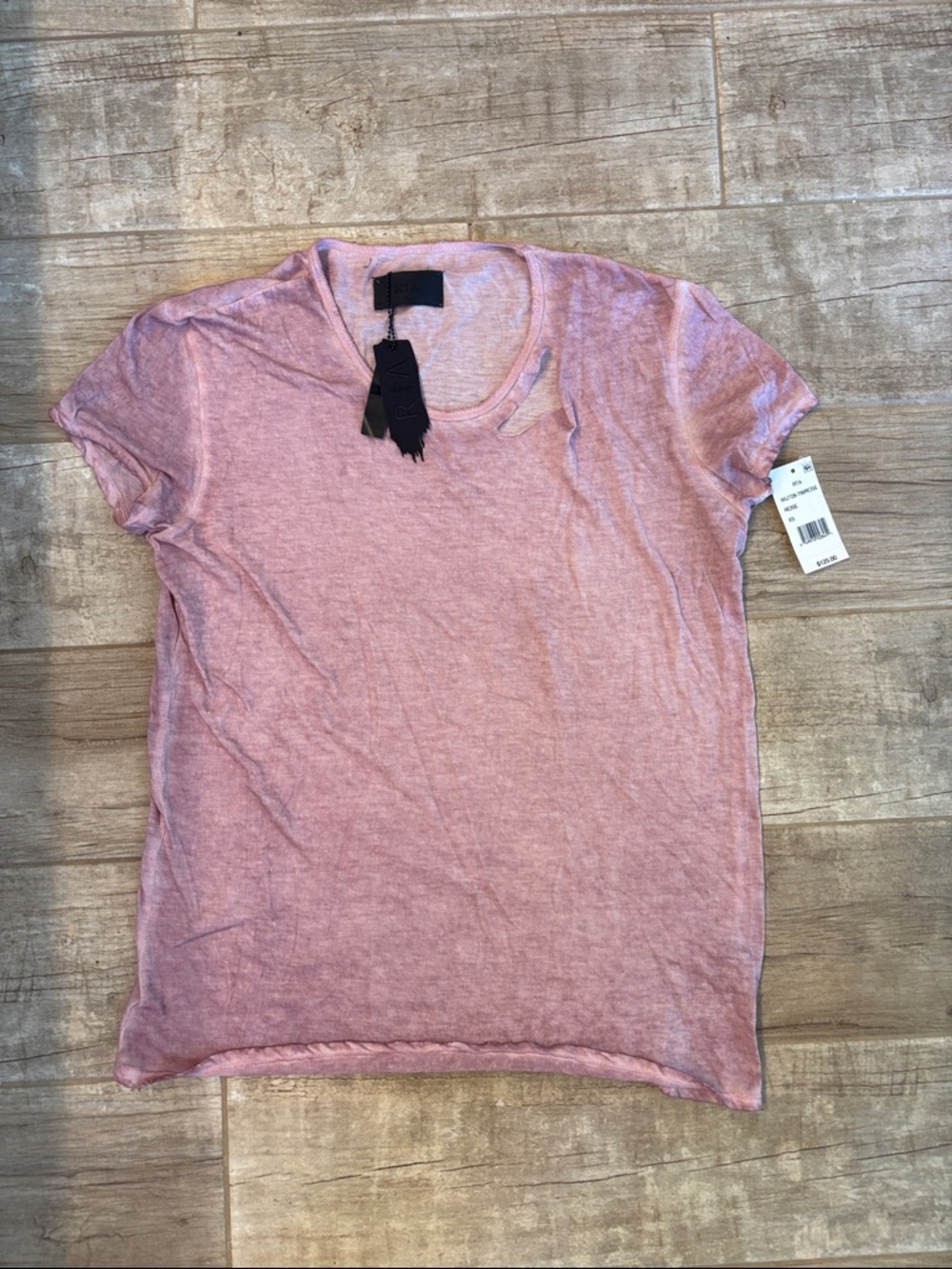 RtA Nicola Tee With Distressed Look- Cotton-Cashmere Blend- NWT
